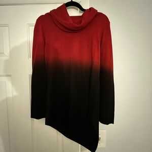 Collection B Red and Black Gradient Turtleneck Sweater tunic